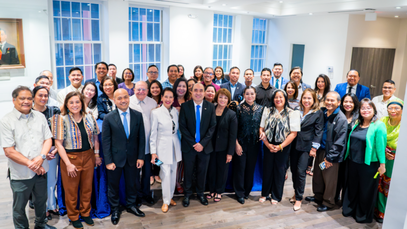 Deputy Chief of Mission Felipe F. Cari&ntilde;o III (center) and Minister and Consul General Zoilo A. Velasco (front, 3rd from left) warmly welcomed members of the local Filipino community during a meet-and-greet session held at the Philippine Embassy, reaffirming the Embassy&rsquo;s commitment to strengthening ties with the Filipino American community and fostering meaningful people-to-people connections. The intimate gathering allowed for meaningful exchanges and a more personal introduction, especially as both officials have recently assumed their respective posts.