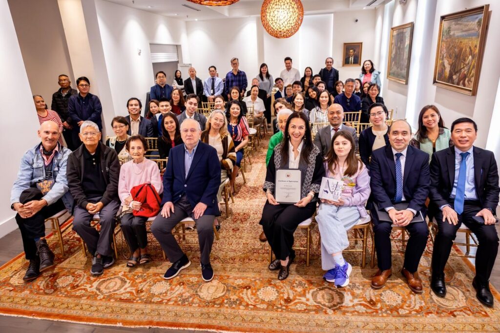Embassy personnel, Ambassador Jose Manuel Romualdez (4th from left), Filipino American community leaders from across the District of Columbia, Maryland, and Virginia (DMV) region at the special film screening of &ldquo;Faith Healers&rdquo;.