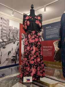 “Where Shadow Gives Way to Bloom,” a contemporary Filipiniana ensemble donated by the Honorable Senator Loren Legarda, on display at the Woodrow Wilson House for the Fashioning Power, Fashioning Peace exhibition.