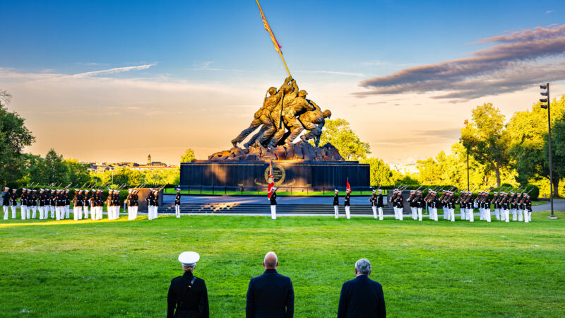 Ambassador Jose Manuel Romualdez was hosted by Mr. James Balocki, SES, Executive Director, Marine Corps Installations Command at the Marine Corps War Memorial in Arlington, Virginia for the Marine Corps Sunset Parade on June 23, 2026.