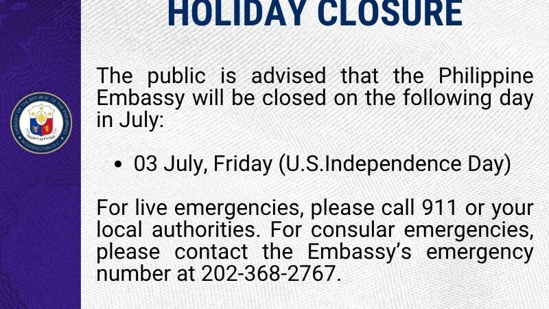 HOLIDAY CLOSURE &ndash; JULY 2026