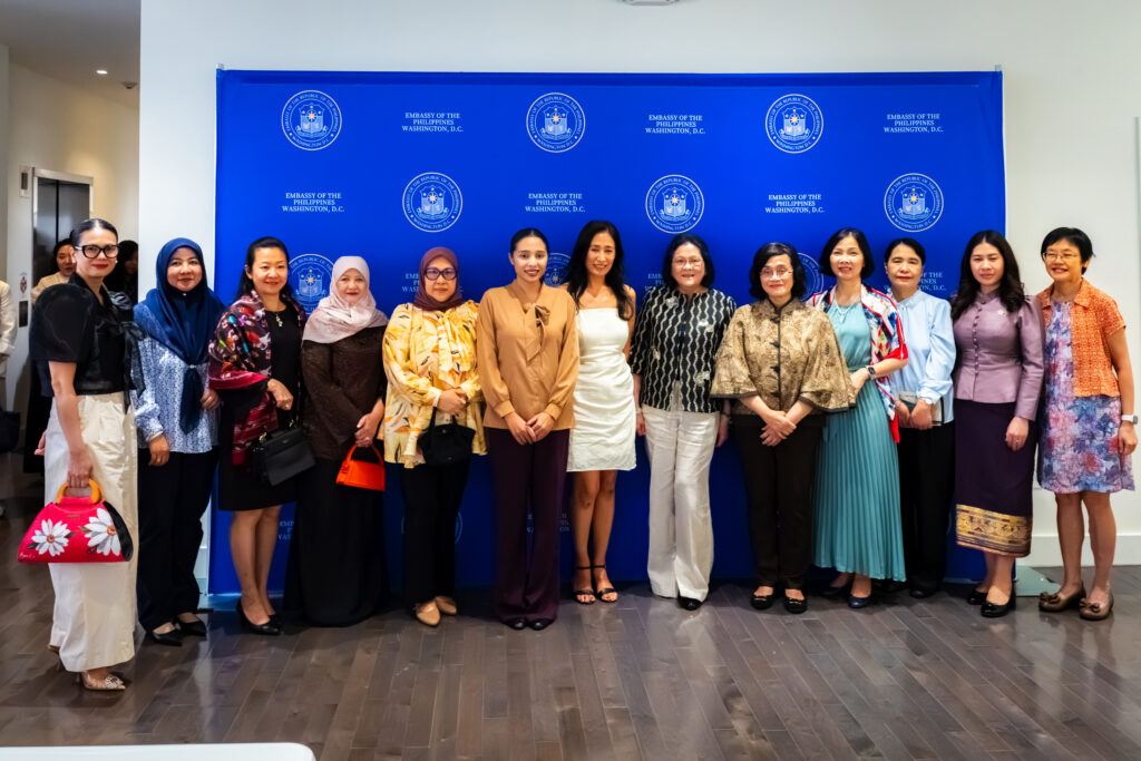 Spouses of the ASEAN Ambassadors in Washington, D.C. together with Filipino American entrepreneur Ms. Tanya Maynigo (center), Founder of Brindle Boxer Kombucha, following an interactive seminar and guided tasting that demonstrated the versatility of Filipino flavors in the world of kombucha.