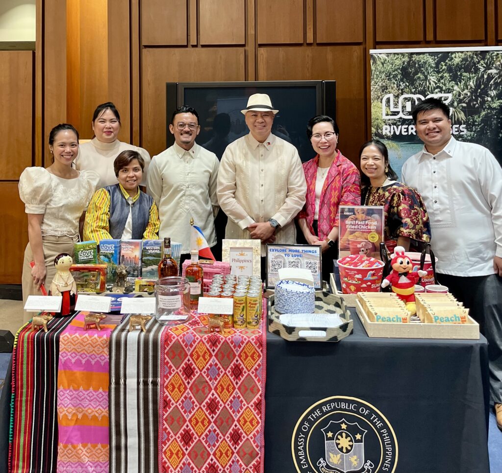 The Philippine Embassy team awaits guests at the booth during the event