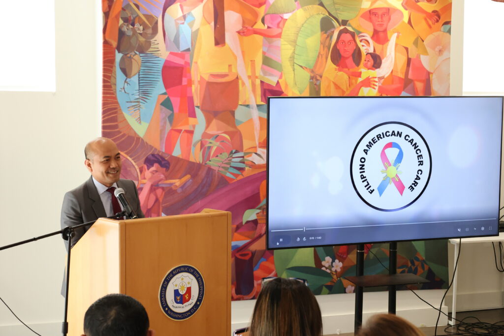 Consul General Zoilo Velasco delivered inspirational remarks celebrating the organization's new leadership and recognizing the invaluable contributions of its members in promoting compassion, hope, and cancer care within the Filipino American community.