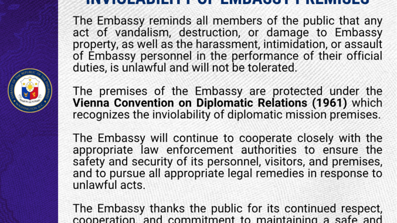 PSA Inviolability of Embassy Premises