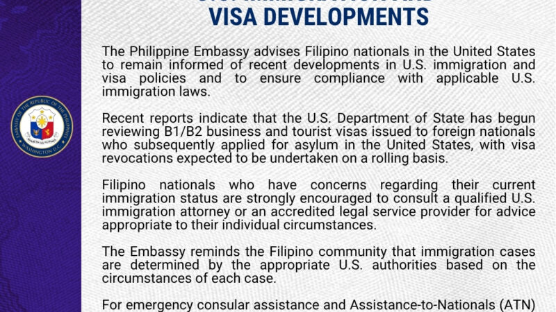 U.S. IMMIGRATION AND VISA DEVELOPMENTS