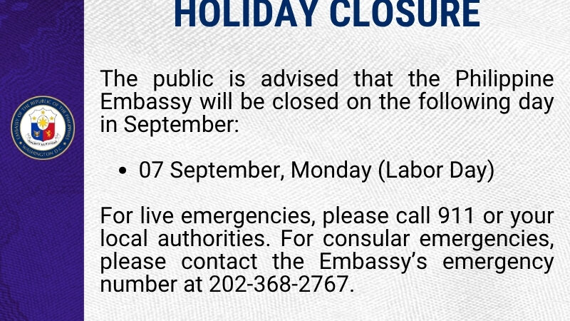 HOLIDAY CLOSURE &ndash; SEPTEMBER 2026
