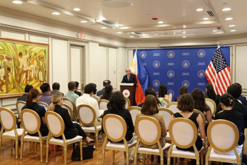 CDA Cari&ntilde;o congratulates the 2026 IMPACT! cohort during the ceremony and calls on them to pursue positions of influence and advocate for Philippines-U.S. relations.