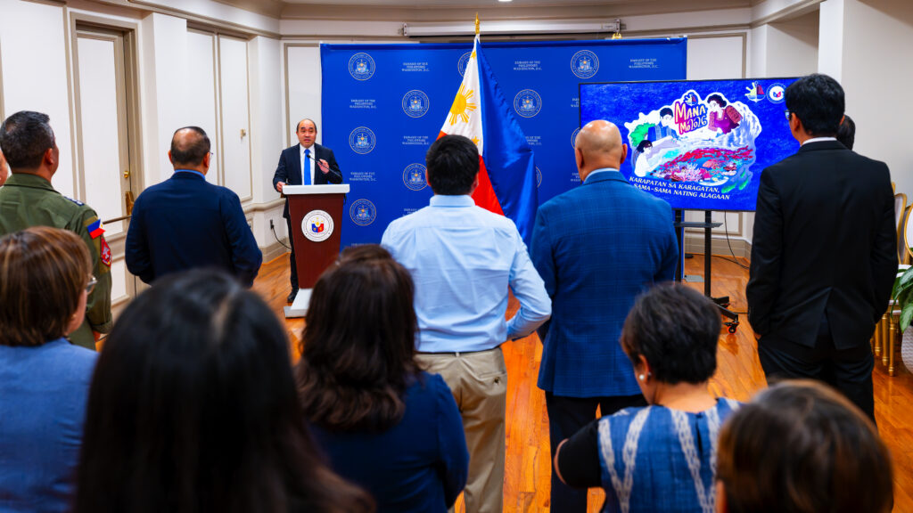 Messages from President Ferdinand R. Marcos, Jr. and Secretary of Foreign Affairs Ma. Theresa P. Lazaro were read during the flag raising ceremony. This year&rsquo;s celebration is guided by the theme &ldquo;Karapatan sa Karagatan, Sama-sama Nating Alagaan&rdquo; (Our Rights to the Sea, Together Let Us Protect and Nurture It).
