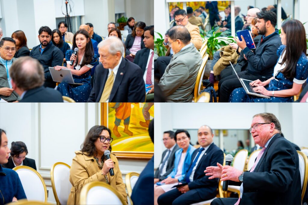 Audience members, including students of American University, legal practitioners, think tank representatives and former US Ambassador to the Philippines Thomas Hubbard (2nd photo below), fielded questions and comments during the fireside chat.
