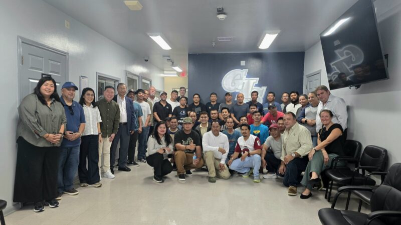 The MWO-OWWA WDC team and Consul Roberto Romero of the Philippine Consulate in New Orleans met with 62 Filipino workers at Grand Isle Shipyard and SONOCO in Galliano and Houma, Louisiana, on September 11, 2026.