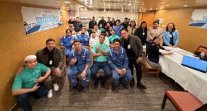 Representatives from the Philippine Embassy in Washington, DC, MWO-OWWA, Carnival Cruise Lines and Filipino crew members gather aboard the Carnival Pride in Baltimore, Maryland, to celebrate National Seafarers’ Day on September 27, 2026.
