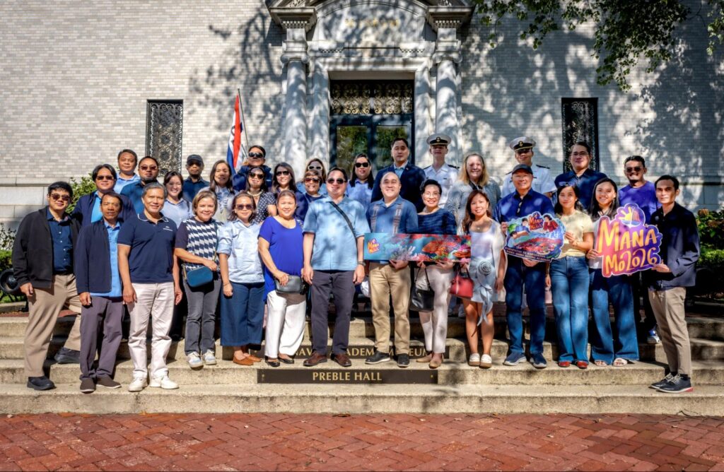 Embassy personnel, led by Deputy Chief of Mission Felipe F. Cariño III, pose outside the United States Naval Academy Museum before their tour highlighting Philippines-U.S. naval history ties.