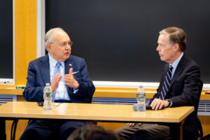 Philippine Ambassador Jose Manuel Romualdez and former U.S. Ambassador to China Nicholas Burns open the discussion on the topic of U.S.–Philippine relations and regional dynamics in Southeast Asia.