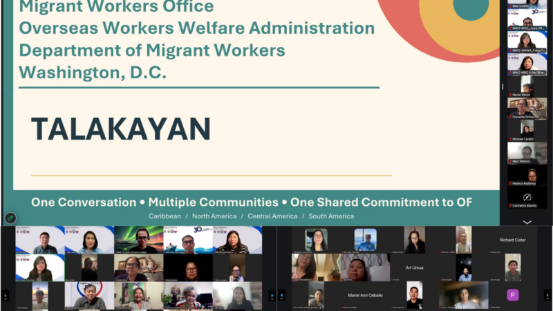 MWO-OWWA Washington, D.C. held a virtual forum entitled, "Talakayan: MWO-OWWA WDC OFW Program Updates," on October 21, 2026, bringing together a total of 53 Filipino community leaders across the U.S. and Caribbean to share updates on OFW programs, digital services, and educational assistance.