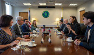 Philippine Secretary of Energy Sharon S. Garin and Ambassador Jose Manuel Romualdez met with U.S. Secretary of Energy Chris Wright on 15 October 2026 to discuss ways to deepen PH-U.S. energy cooperation, including in civil nuclear energy and fuel security. Secretary Garin leads a Philippine delegation for an Advanced Civil Nuclear Energy Reverse Trade Mission organized by the United States Trade and Development Agency (USTDA). (Photo courtesy of U.S. Department of Energy)